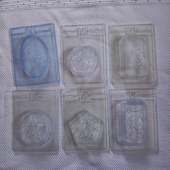 Lot of Six Soap Molds Moulds Witch Pagan Goddess Pentacle Craft Destash - Picture 2 of 7